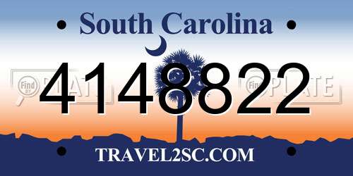 4148822 South Carolina License Plate
