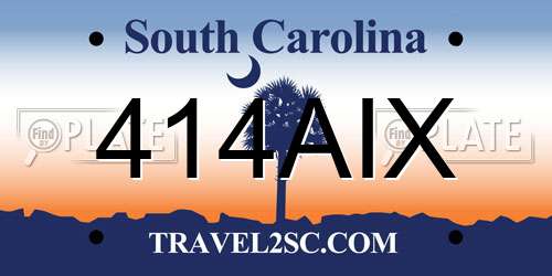 414AIX South Carolina License Plate