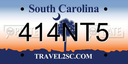 414NT5 South Carolina License Plate