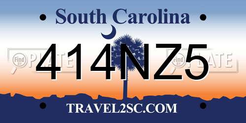 414NZ5 South Carolina License Plate