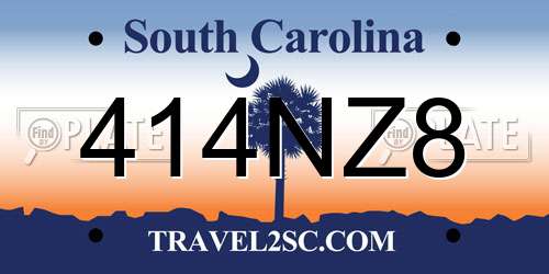 414NZ8 South Carolina License Plate