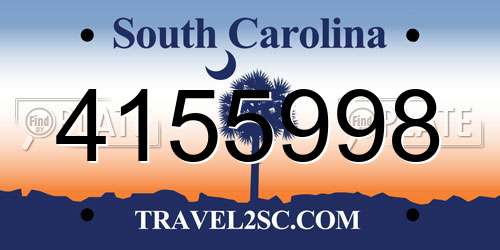 4155998 South Carolina License Plate
