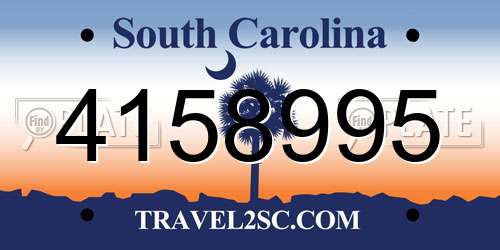 4158995 South Carolina License Plate