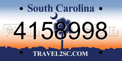 4158998 South Carolina License Plate