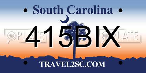 415BIX South Carolina License Plate
