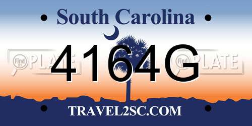 4164G South Carolina License Plate