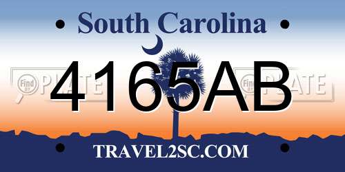 4165AB South Carolina License Plate