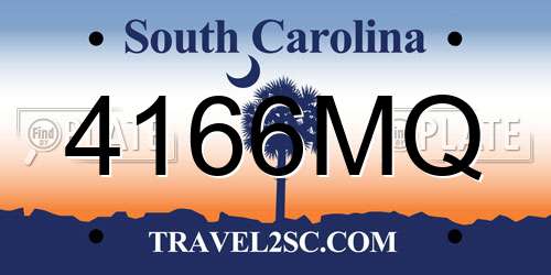 4166MQ South Carolina License Plate