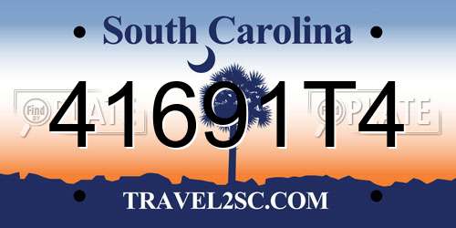 41691T4 South Carolina License Plate