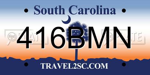 416BMN South Carolina License Plate
