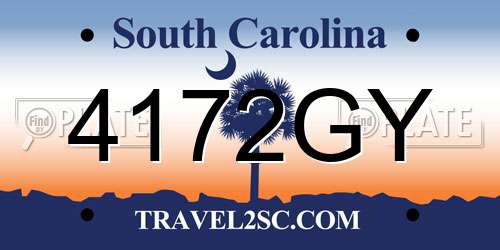 4172GY South Carolina License Plate