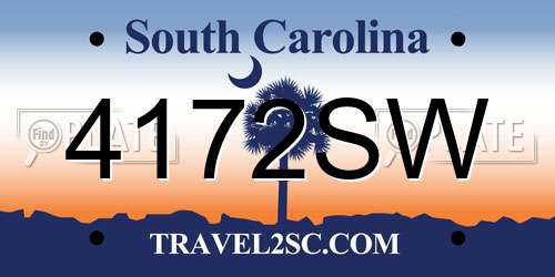 4172SW South Carolina License Plate