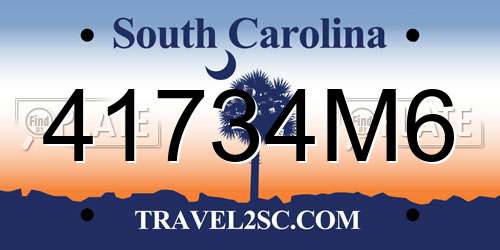 41734M6 South Carolina License Plate