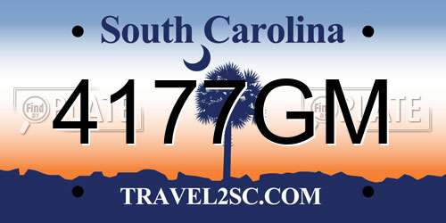 4177GM South Carolina License Plate