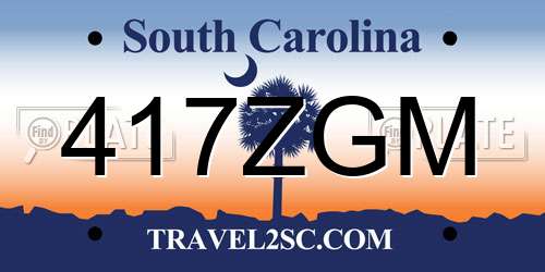 417ZGM South Carolina License Plate