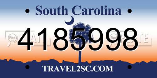 4185998 South Carolina License Plate