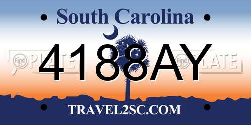 4188AY South Carolina License Plate