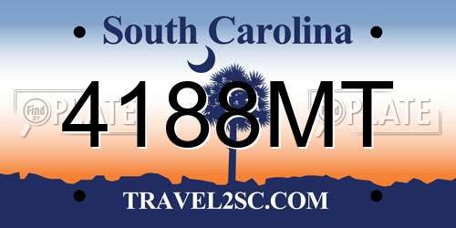 4188MT South Carolina License Plate