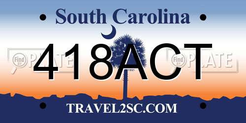 418ACT South Carolina License Plate