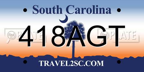 418AGT South Carolina License Plate
