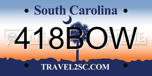 418BOW South Carolina License Plate