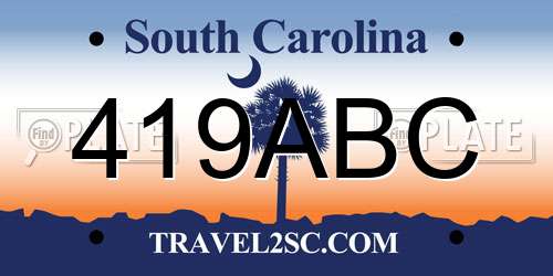 419ABC South Carolina License Plate