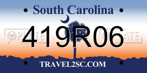 419R06 South Carolina License Plate