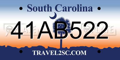 41AB522 South Carolina License Plate