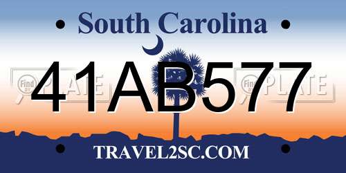 41AB577 South Carolina License Plate