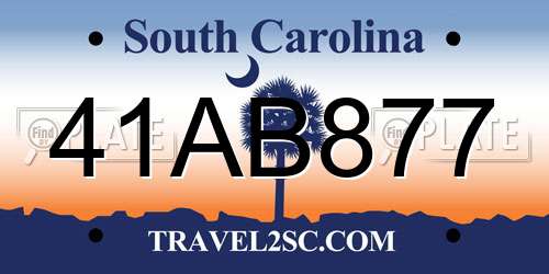 41AB877 South Carolina License Plate