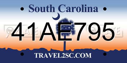 41AE795 South Carolina License Plate