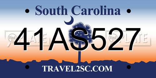 41AS527 South Carolina License Plate