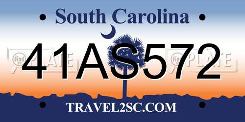 41AS572 South Carolina License Plate