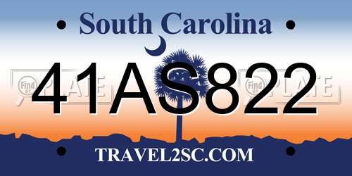 41AS822 South Carolina License Plate