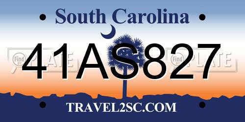 41AS827 South Carolina License Plate