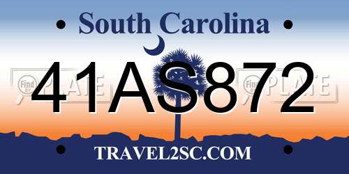 41AS872 South Carolina License Plate
