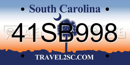 41SB998 South Carolina License Plate