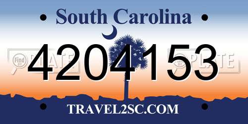 4204153 South Carolina License Plate