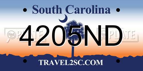 4205ND South Carolina License Plate