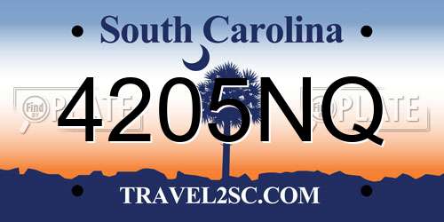 4205NQ South Carolina License Plate