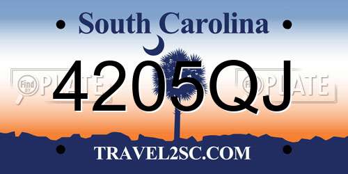 4205QJ South Carolina License Plate