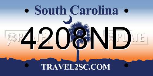 4208ND South Carolina License Plate