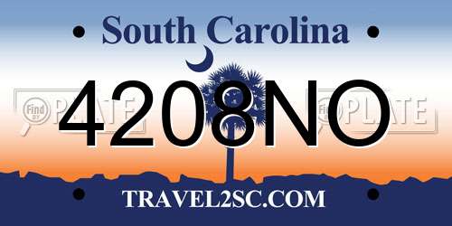 4208NO South Carolina License Plate