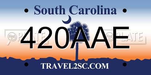 420AAE South Carolina License Plate