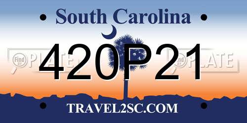 420P21 South Carolina License Plate