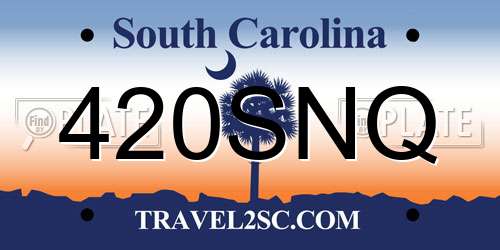 420SNQ South Carolina License Plate