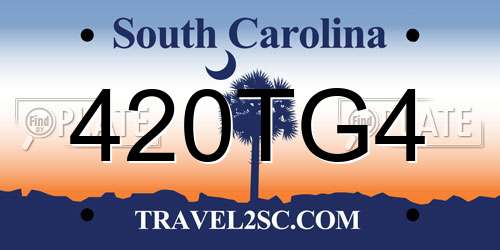 420TG4 South Carolina License Plate