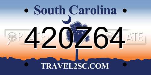 420Z64 South Carolina License Plate