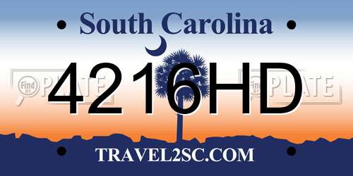 4216HD South Carolina License Plate