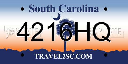 4216HQ South Carolina License Plate